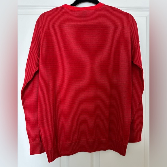 Happy Sheep Anthropology red small stripes sweater loose fit Size S - Picture 4 of 5
